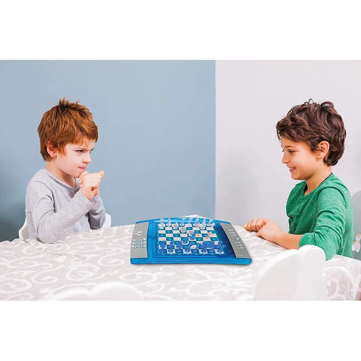 Lexibook 12 LCG3000 ChessLight, Elektronisches Schachspiel mit Berührungstastatur und Licht-und Soundeffekte, 32 Stück, 64 Schwierigkeitsgrade, Batterie, Blau/Gelb – Bild 10