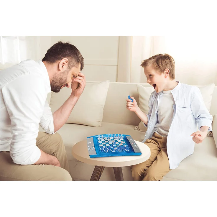 Lexibook 12 LCG3000 ChessLight, Elektronisches Schachspiel mit Berührungstastatur und Licht-und Soundeffekte, 32 Stück, 64 Schwierigkeitsgrade, Batterie, Blau/Gelb – Bild 4