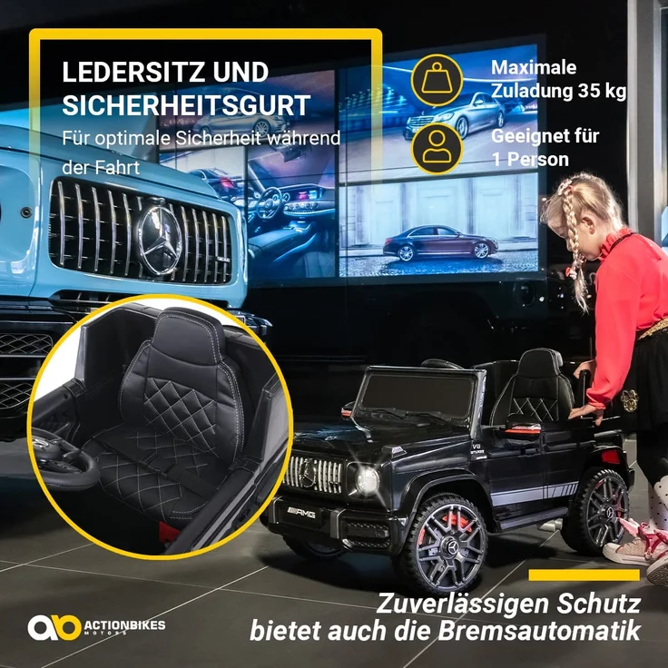 Kinder Elektroauto Mercedes Benz G63 AMG Kinderauto Elektrofahrzeug 70 Watt (Weiß) – Bild 7