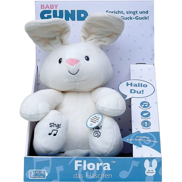 GUND 6054408 'Flora, das singende und sprechende Häschen', ab 10 Monaten, deutsch, 30,5 cm groß