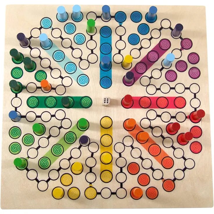 Hess Holzspielzeug 14849 - Brettspiel "Raus mit Dir" aus Holz, inklusive Würfel und Spiel-Steinen, handgefertigt, für bis zu 8 Personen, unterhaltsamer Spielspaß für Klein und Groß