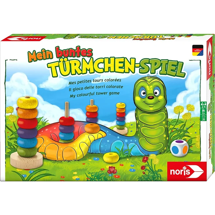 Noris 606011235 Mein buntes Türmchenspiel, Farb-Lernspiel aus hochwertigem Holz für das Kindergartenalter, ab 3 Jahren – Bild 6