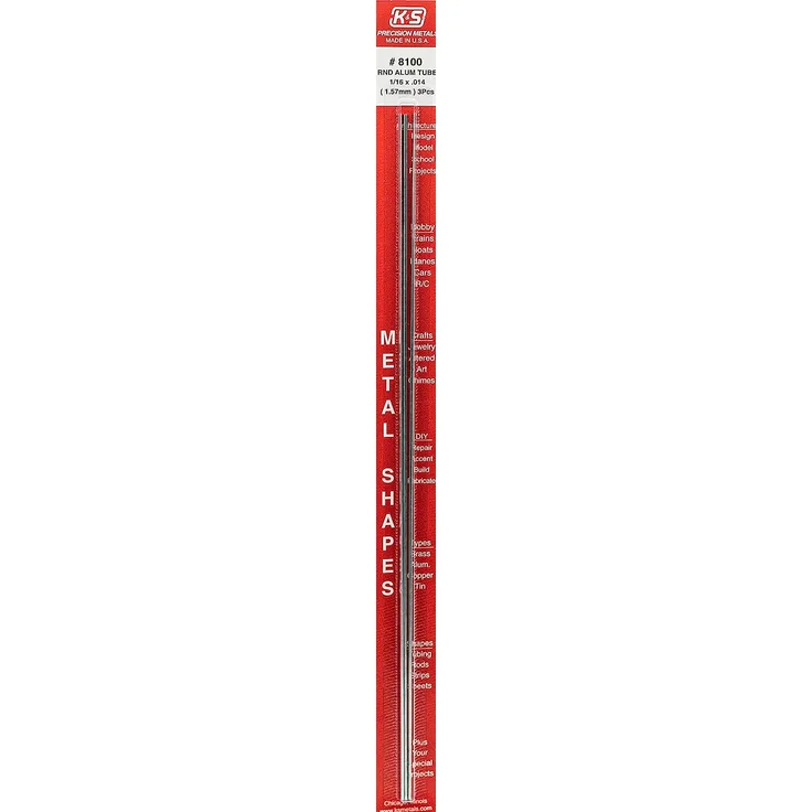 K&S-Metall 968100 Alurohr 304,8mm lang, Wand 0,36mm, 1/16Z Durchmesser 3stück