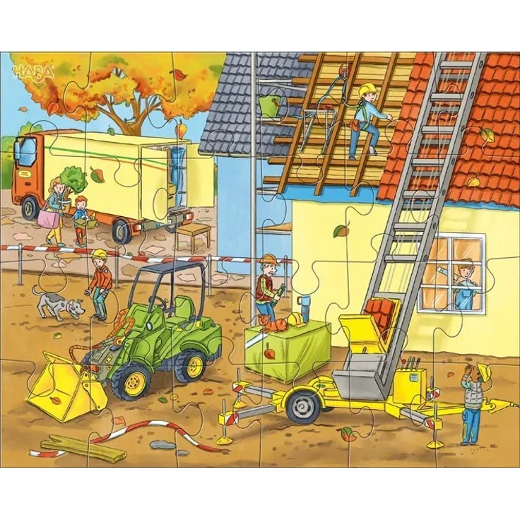 HABA 305469 - Puzzles Auf der Baustelle, Puzzlesammlung mit 3 Baustellen-Motiven für Kinder ab 4 Jahren, Baustellenpuzzles mit je 24 Teilen zum Training der Konzentration und Feinmotorik – Bild 5