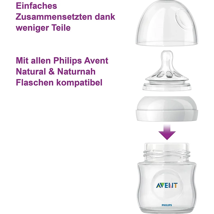 Philips Avent Natural Sauger SCF042/27, 1m+, langsamer Nahrungsfluss, für Natural Flaschen, naturnahes Trinkverhalten, Anti-Kolik-System, transparent, 2er Pack – Bild 5