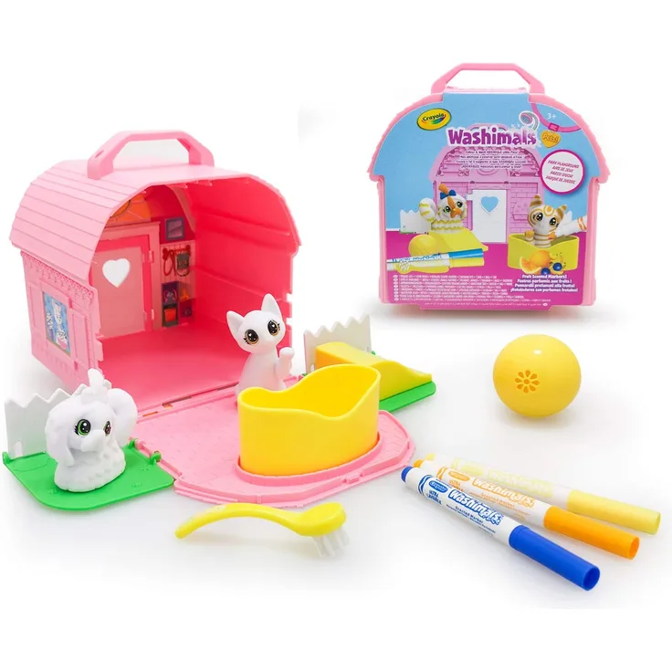 CRAYOLA 918676. 006 Washimals Spielplatz für Welpen, zum Ausmalen und Baden für Kinder ab 3 Jahren, No Color