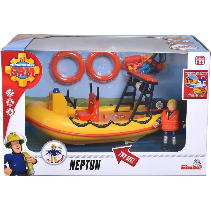 Simba 109251047 - Feuerwehrmann Sam Neptune Boot, mit Penny Figur im Tauchoutfit, mit Geheimfach und mechanischer Seilwinde, schwimmt auf dem Wasser, 20cm, für Kinder ab 3 Jahren – Bild 8