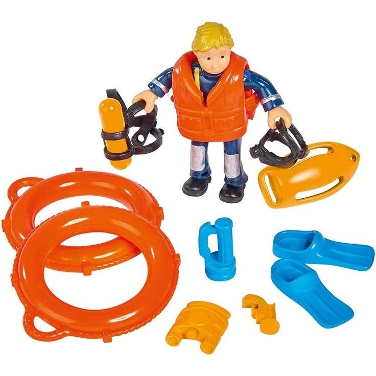 Simba 109251047 - Feuerwehrmann Sam Neptune Boot, mit Penny Figur im Tauchoutfit, mit Geheimfach und mechanischer Seilwinde, schwimmt auf dem Wasser, 20cm, für Kinder ab 3 Jahren – Bild 5