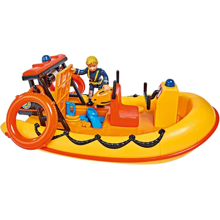 Simba 109251047 - Feuerwehrmann Sam Neptune Boot, mit Penny Figur im Tauchoutfit, mit Geheimfach und mechanischer Seilwinde, schwimmt auf dem Wasser, 20cm, für Kinder ab 3 Jahren – Bild 4