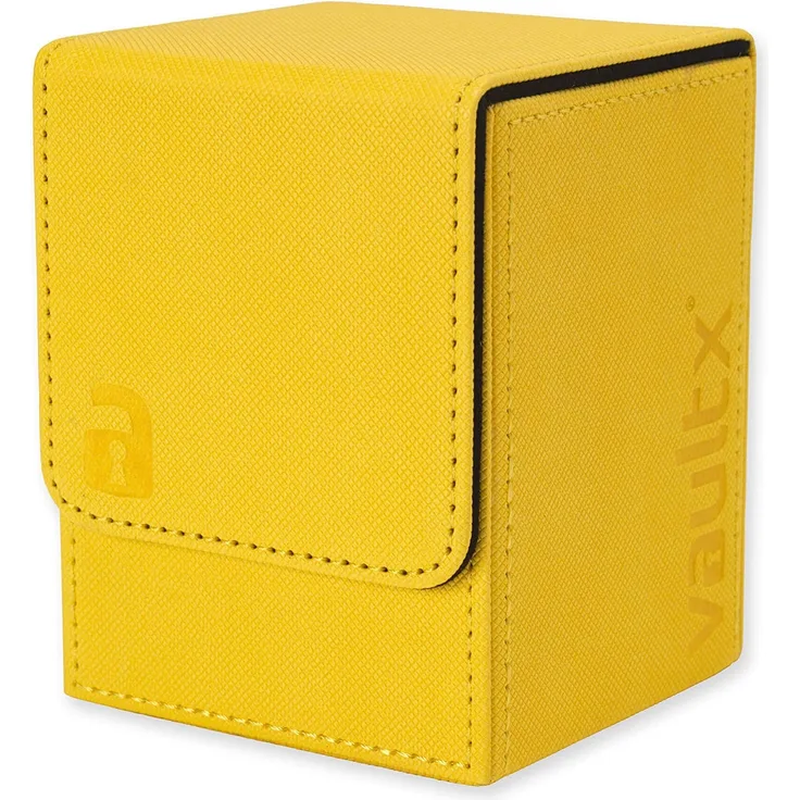 Vault X ® Premium eXo-Tec Sammelkarten Box für 100+ Karten - ohne PVC Karten Halter für Spielkarten zum Sammeln und Tauschen (Gelb)