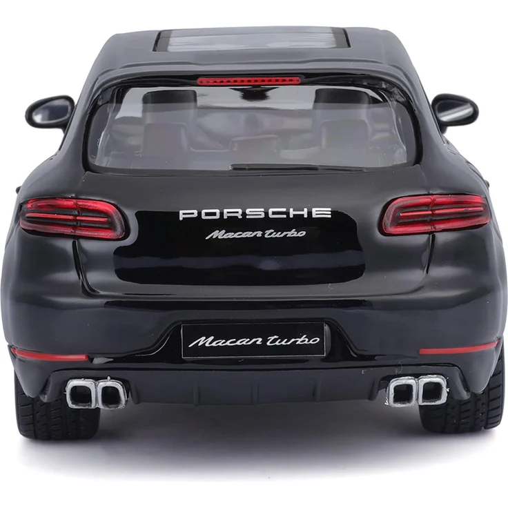 Bburago Porsche Macan: Modellauto im Maßstab 1:24, Türen und Motorhaube zum Öffnen, lenkbar, 19 cm, schwarz (18-21077) – Bild 3