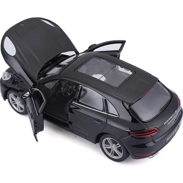 Bburago Porsche Macan: Modellauto im Maßstab 1:24, Türen und Motorhaube zum Öffnen, lenkbar, 19 cm, schwarz (18-21077) – Bild 5