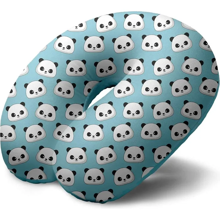 I-Total reisekissen Panda 30 x 27 cm Polyester hellblau
