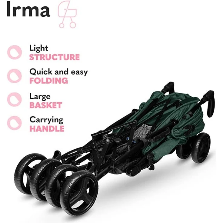 LIONELO Irma Kinderwagen bis 15 kg, Kinderwagen, leichter moderner Kinderwagen mit Liegefunktion, faltbar, große 6-Zoll-Räder, großer Korb, Tasche, Moskitonetz – Bild 6