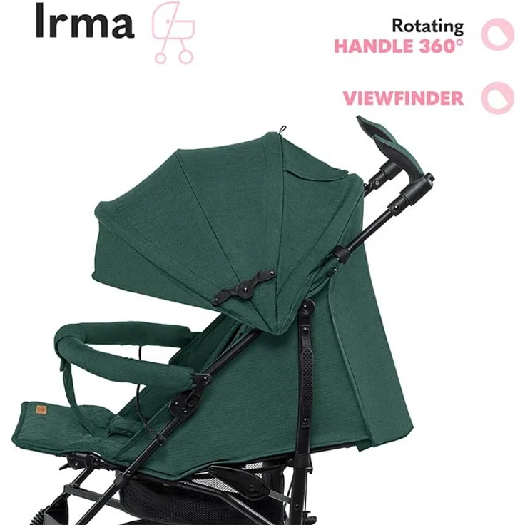 LIONELO Irma Kinderwagen bis 15 kg, Kinderwagen, leichter moderner Kinderwagen mit Liegefunktion, faltbar, große 6-Zoll-Räder, großer Korb, Tasche, Moskitonetz – Bild 4