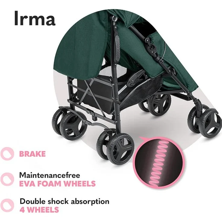 LIONELO Irma Kinderwagen bis 15 kg, Kinderwagen, leichter moderner Kinderwagen mit Liegefunktion, faltbar, große 6-Zoll-Räder, großer Korb, Tasche, Moskitonetz – Bild 7