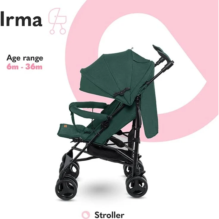 LIONELO Irma Kinderwagen bis 15 kg, Kinderwagen, leichter moderner Kinderwagen mit Liegefunktion, faltbar, große 6-Zoll-Räder, großer Korb, Tasche, Moskitonetz – Bild 2