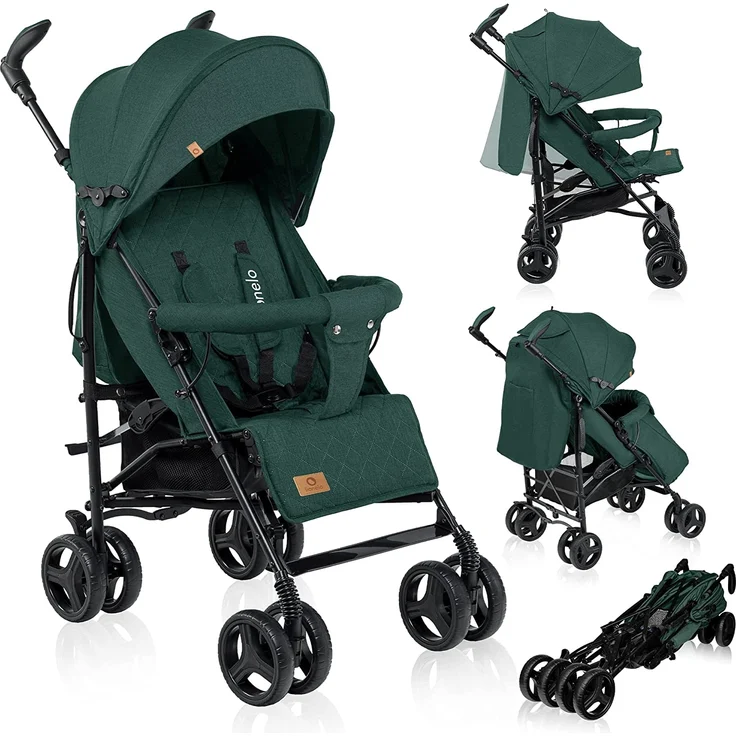 LIONELO Irma Kinderwagen bis 15 kg, Kinderwagen, leichter moderner Kinderwagen mit Liegefunktion, faltbar, große 6-Zoll-Räder, großer Korb, Tasche, Moskitonetz – Bild 1