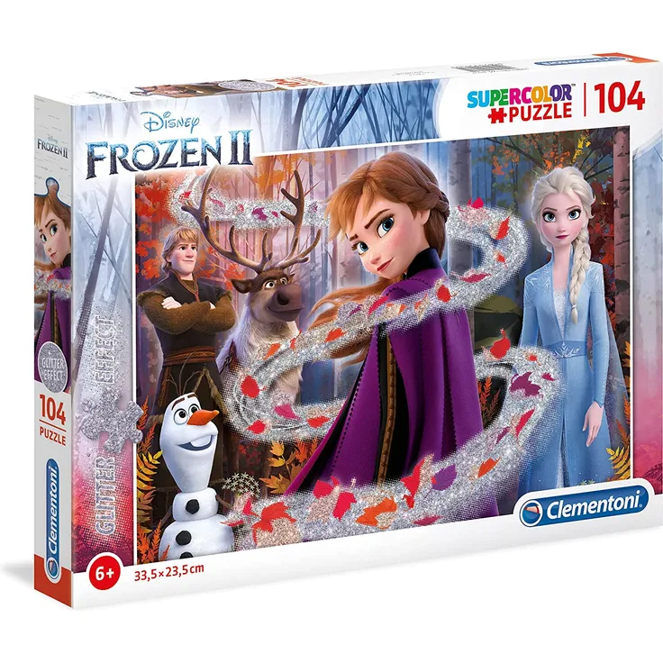 Clementoni 20162 Clementoni-20162-Glitter Disney Frozen 2-104 Teile, Puzzle für Kinder, Mehrfarben