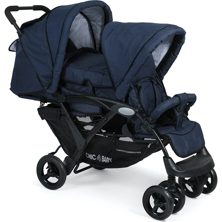 CHIC 4 BABY 274 52 Geschwisterwagen Duo, Jeans navy, blau – Bild 1