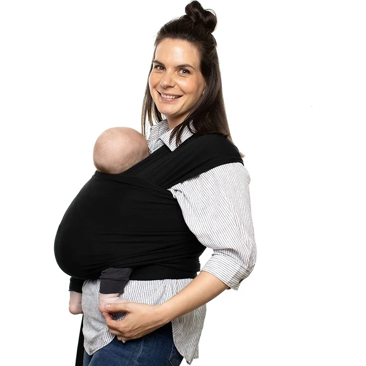 CuddleBug Tragetuch Baby Neugeborene - Elastisches Babytrage Neugeborene ab Geburt & Kleinkinder bis 16Kg - Einfach zu binden (Schwarz/Black) – Bild 1