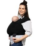 CuddleBug Tragetuch Baby Neugeborene - Elastisches Babytrage Neugeborene ab Geburt & Kleinkinder bis 16Kg - Einfach zu binden (Schwarz/Black)