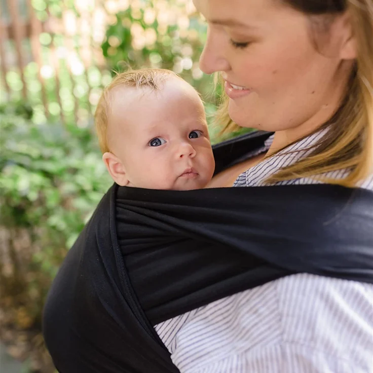 CuddleBug Tragetuch Baby Neugeborene - Elastisches Babytrage Neugeborene ab Geburt & Kleinkinder bis 16Kg - Einfach zu binden (Schwarz/Black) – Bild 5