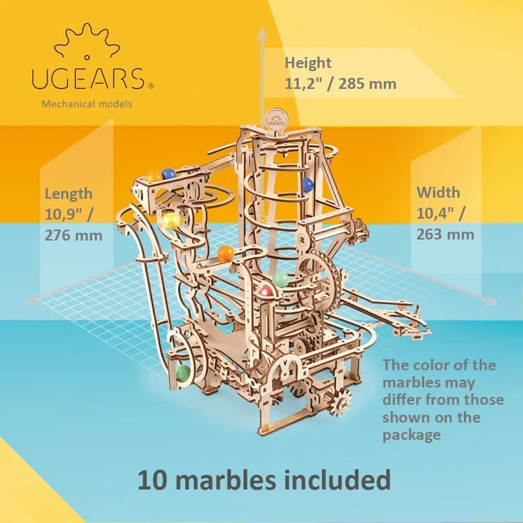 Ugears Murmelbahn mit Spiralaufzug – Bild 2