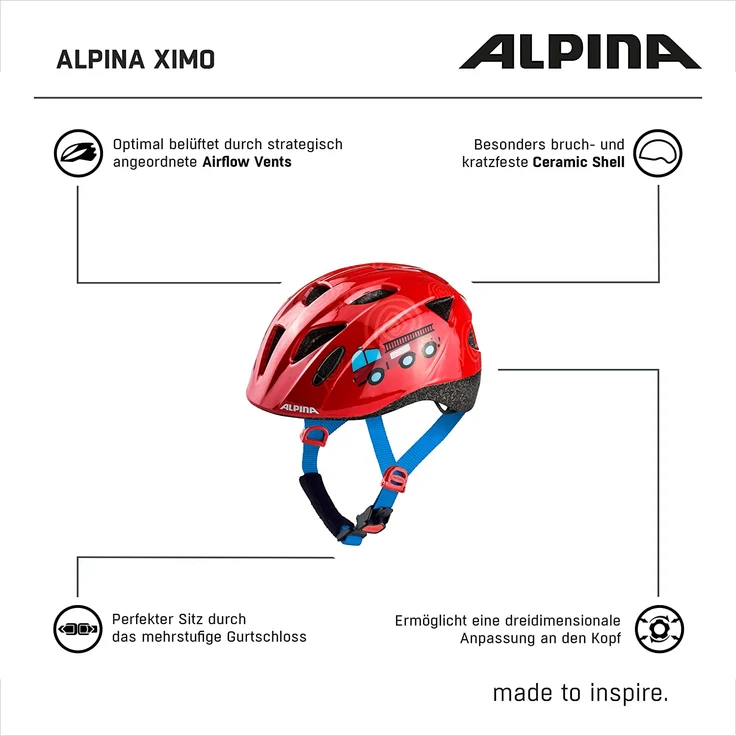 Alpina Kinderhelm Ximo firefighter Gr. 47-51 cm – Bild 5