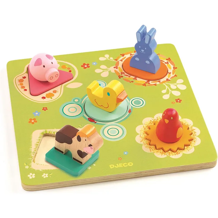 Djeco 84683 Puzzle, Enten und Freunde, 5-teilig