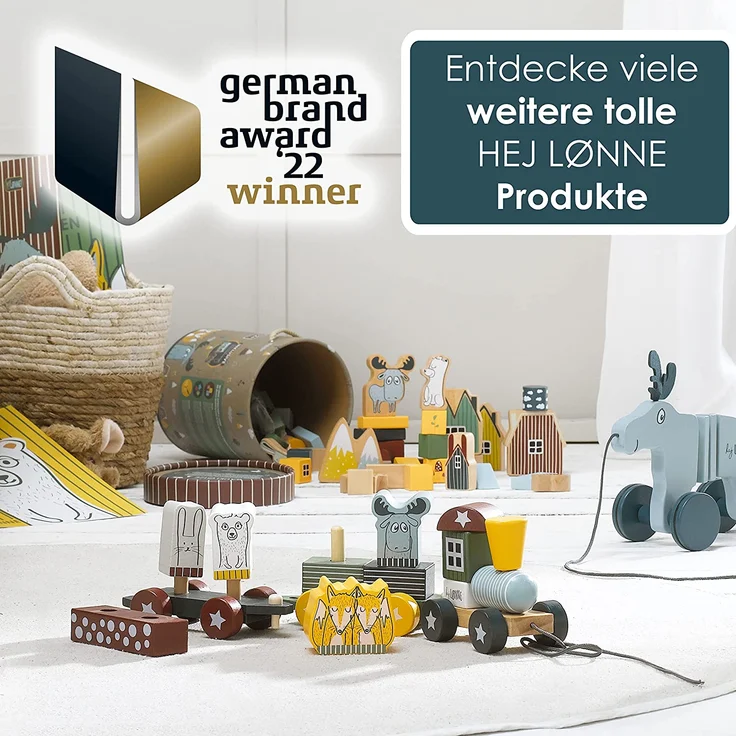 HEJ LØNNE Holzbausteine 56-teilig in Box - Kinder Spielzeug ab 1 Jahr - Motorikspielzeug - Bauklötze Holz - Holzspielzeug Baby - Preisvergleich – Bild 6
