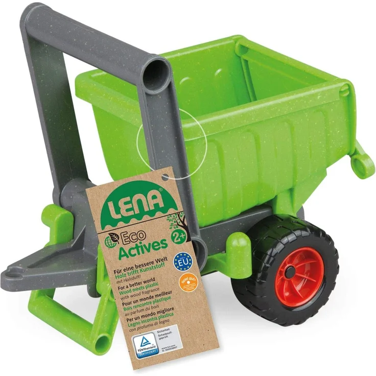 Lena 04214 EcoActives grün, Hänger ca. 20 cm für EcoAktives Traktor, Anhänger aus Kunststoff mit natürlichem Holzgeruch durch Holzanteil, Spielfahrzeuganhänger für Kinder ab 2 Jahre – Bild 8