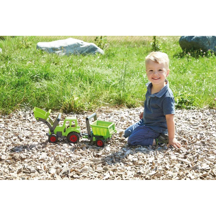 Lena 04214 EcoActives grün, Hänger ca. 20 cm für EcoAktives Traktor, Anhänger aus Kunststoff mit natürlichem Holzgeruch durch Holzanteil, Spielfahrzeuganhänger für Kinder ab 2 Jahre – Bild 5