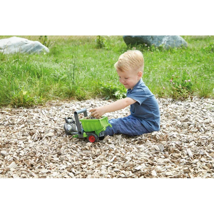 Lena 04214 EcoActives grün, Hänger ca. 20 cm für EcoAktives Traktor, Anhänger aus Kunststoff mit natürlichem Holzgeruch durch Holzanteil, Spielfahrzeuganhänger für Kinder ab 2 Jahre – Bild 4