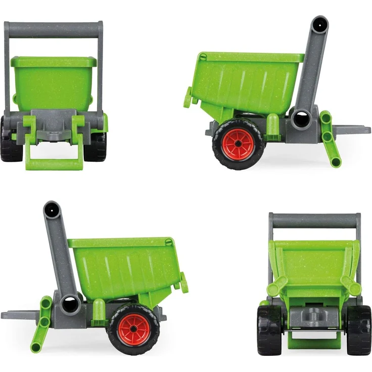 Lena 04214 EcoActives grün, Hänger ca. 20 cm für EcoAktives Traktor, Anhänger aus Kunststoff mit natürlichem Holzgeruch durch Holzanteil, Spielfahrzeuganhänger für Kinder ab 2 Jahre – Bild 2