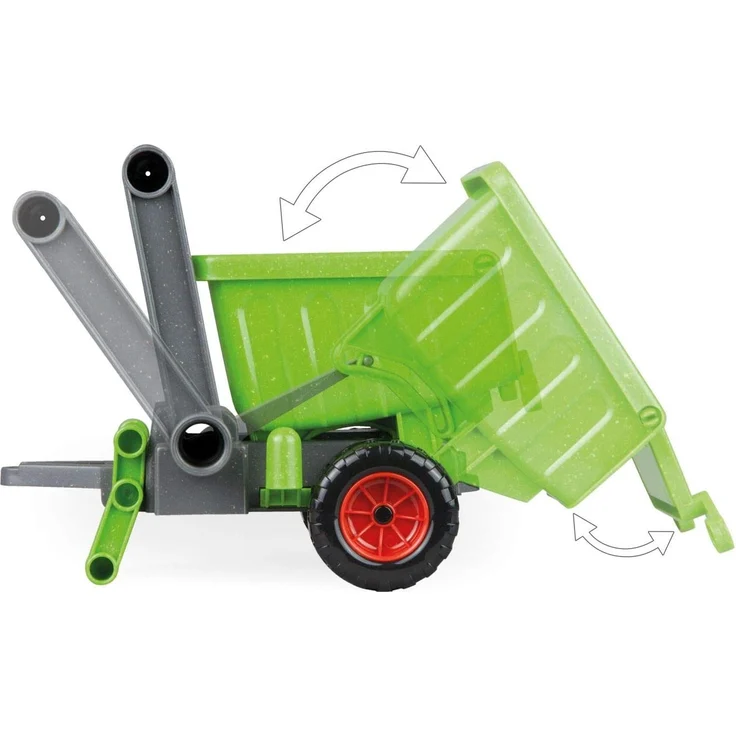 Lena 04214 EcoActives grün, Hänger ca. 20 cm für EcoAktives Traktor, Anhänger aus Kunststoff mit natürlichem Holzgeruch durch Holzanteil, Spielfahrzeuganhänger für Kinder ab 2 Jahre – Bild 3