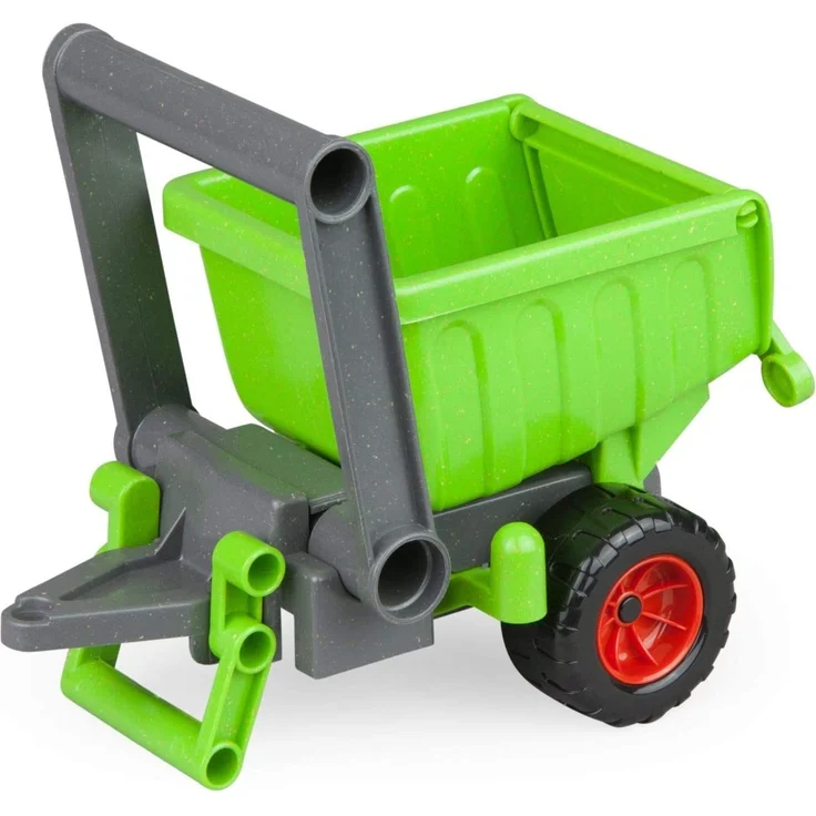 Lena 04214 EcoActives grün, Hänger ca. 20 cm für EcoAktives Traktor, Anhänger aus Kunststoff mit natürlichem Holzgeruch durch Holzanteil, Spielfahrzeuganhänger für Kinder ab 2 Jahre – Bild 1