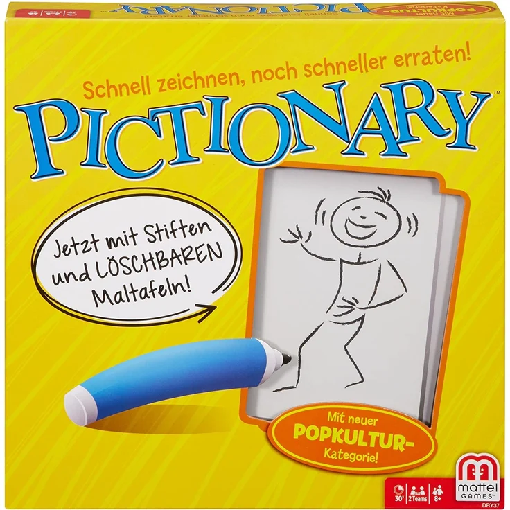 Mattel Games DRY37 Pictionary Zeichenspiel, lustiges Familienspiel geeignet für 2 - 4 Spieler, Spieldauer ca. 30 - 45 Minuten, ab 8 Jahren – Bild 7