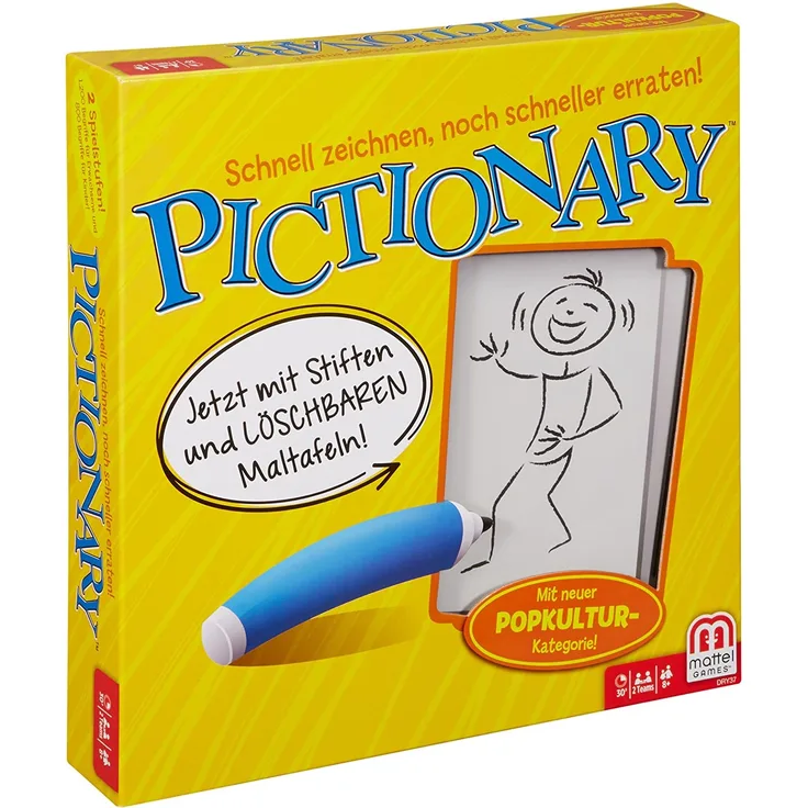 Mattel Games DRY37 Pictionary Zeichenspiel, lustiges Familienspiel geeignet für 2 - 4 Spieler, Spieldauer ca. 30 - 45 Minuten, ab 8 Jahren