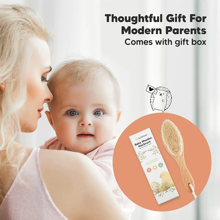 Baby Haarbürste für Neugeborene - Natürliche Holz Baby Bürste mit Weichen Ziegenborsten - perfektes Kopfhautpflege Haarbürste Baby, Säuglinge, Kleinkinder - Baby Haarbürste Neugeborene (Walnuss) - Preisvergleich – Bild 9