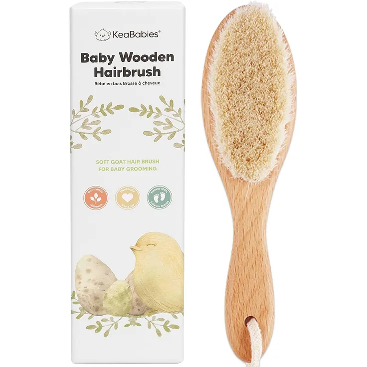 Baby Haarbürste für Neugeborene - Natürliche Holz Baby Bürste mit Weichen Ziegenborsten - perfektes Kopfhautpflege Haarbürste Baby, Säuglinge, Kleinkinder - Baby Haarbürste Neugeborene (Walnuss) - Preisvergleich