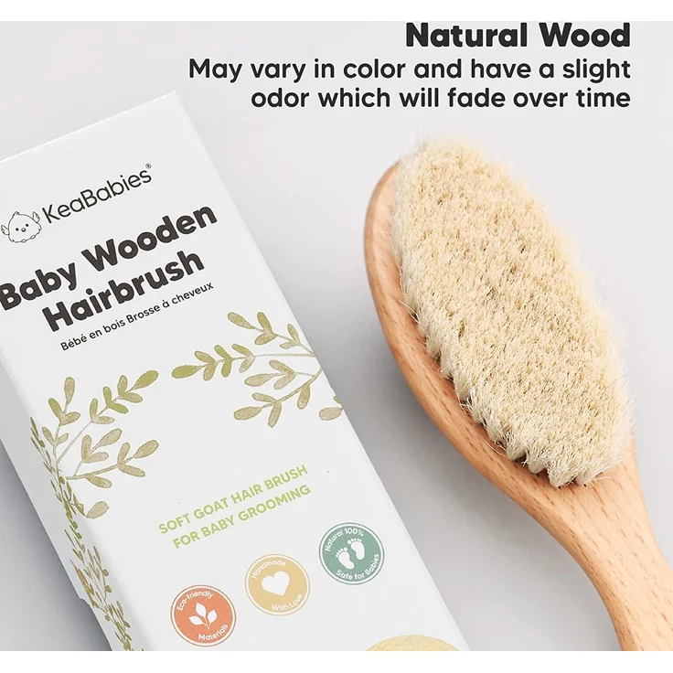 Baby Haarbürste für Neugeborene - Natürliche Holz Baby Bürste mit Weichen Ziegenborsten - perfektes Kopfhautpflege Haarbürste Baby, Säuglinge, Kleinkinder - Baby Haarbürste Neugeborene (Walnuss) - Preisvergleich – Bild 7