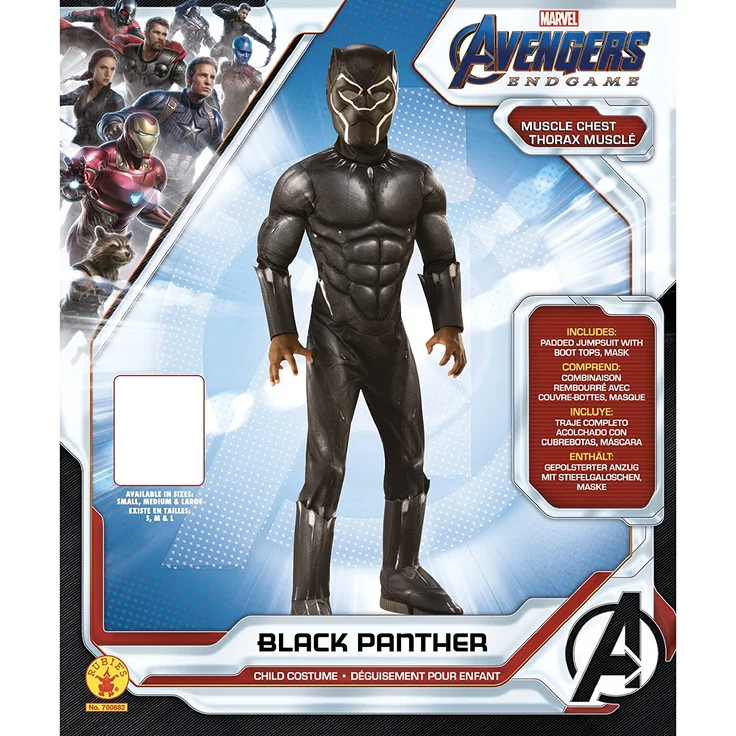 Rubies Offizielles Avengers Black Panther, Deluxe Kinderkostüm, Größe L, Alter 8-10, Höhe 147 cm – Bild 4