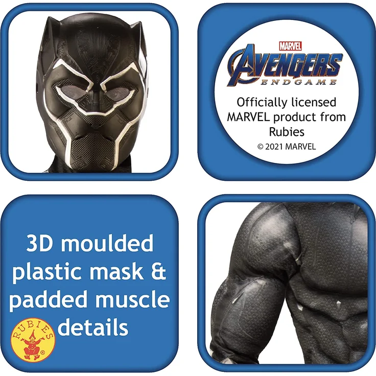 Rubies Offizielles Avengers Black Panther, Deluxe Kinderkostüm, Größe L, Alter 8-10, Höhe 147 cm – Bild 3