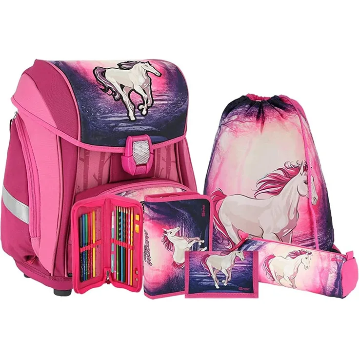 Spirit Schulrucksack-Set 5tlg. - Motiv: Magic Unicorn 3D S - Farbe: bunt