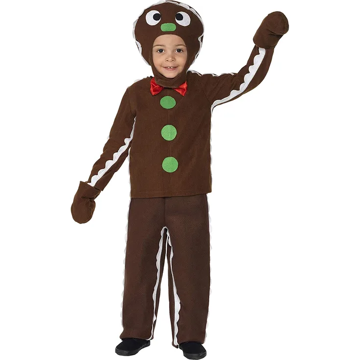 Smiffys, Kinder Jungen Lebkuchenmann Kostüm, Oberteil, Hose und Kopfteil, Größe: S, 35939