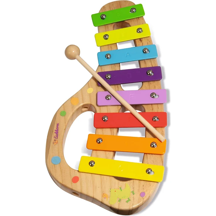 Eichhorn 100003482 Musik xylophon aus Holz Bunte Tonleiter mit 8 Tönen, inkl. 1 Klöppel und Liederbuch mit fünf Liedern zum nachspielen, 3 teilig, 30 x 15 cm groß, ab Zwei Jahren – Bild 1