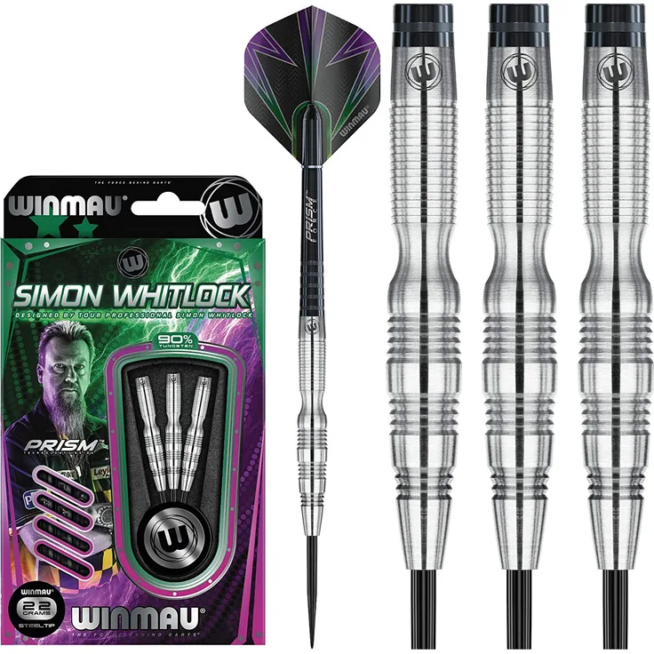 WINMAU Champions - Simon Whitlock 2: 22g Profi Wolfram Steeltip Dartpfeile Set mit Flights und Schäfte