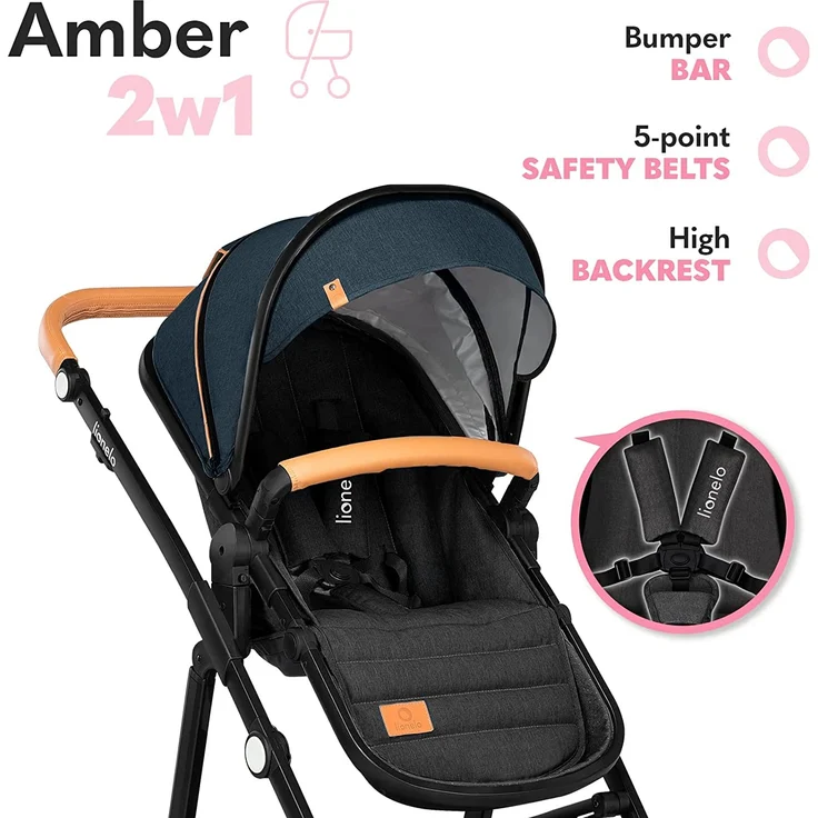 lionelo Kombikinderwagen Amber 2 in 1 Blue Navy – Bild 5
