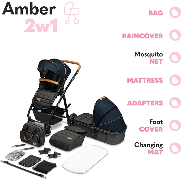 lionelo Kombikinderwagen Amber 2 in 1 Blue Navy – Bild 8